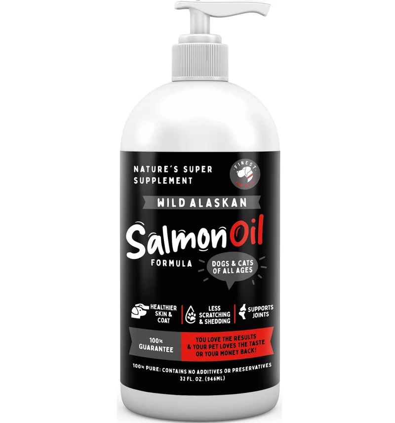 Finest For Pets – Huile Oméga-3 Sauvage d'Alaska (Pollock & Saumon) 32oz pour chiens et chats