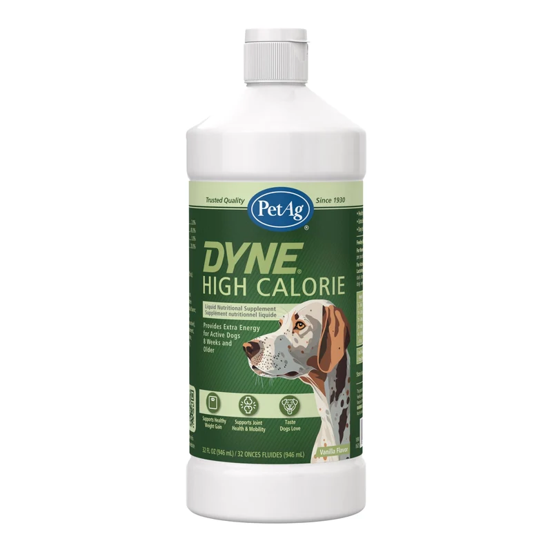 PetAg Dyne – Supplément nutritionnel liquide haute calorie pour chiens et chiots (8 semaines+) – vanille douce, 32 onces