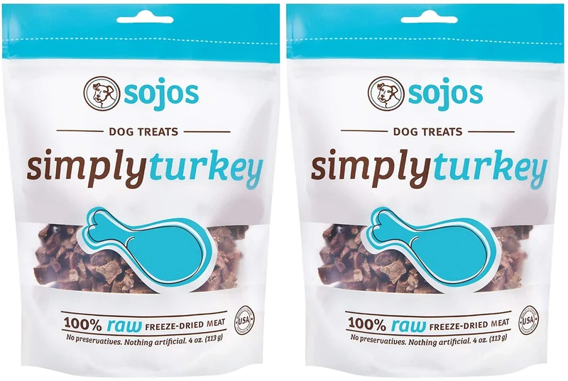 SOJOS – Lot de 2 Friandises Simply Turkey pour Chien, 4 oz, Viande Crue Lyophilisée, Fabriqué aux États‑Unis