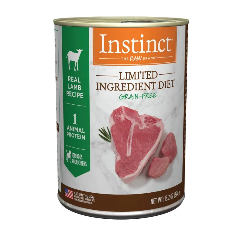 Instinct – Aliment humide pour chien, régime à ingrédients limités, sans céréales, agneau réel – Lot de 6 boîtes (374 g chacune)