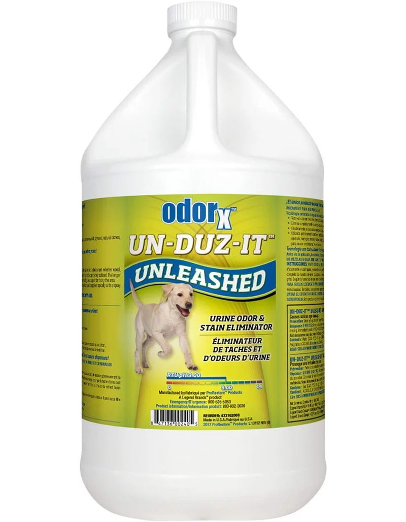 ODORx Un-Duz-It Unleashed – Éliminateur d’odeurs et de taches pour animaux, 1 galon