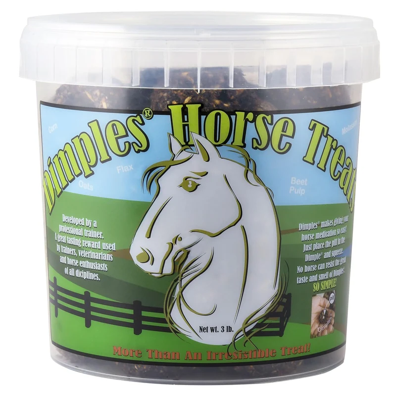Dimples Horse Treats avec Pill Dimples – Friandises pour chevaux 3 lb, fabriquées aux États-Unis, biologiques et saines, pour l’administration de pilules