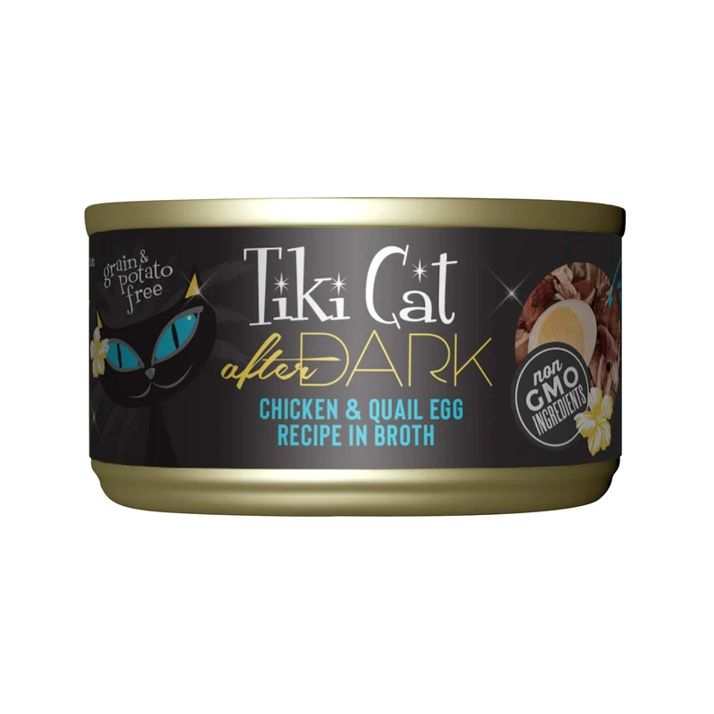 Tiki Cat After Dark – Poulet & Œuf de Caille, Protéines Élevées, Sans OGM (79 g, 12 boîtes)