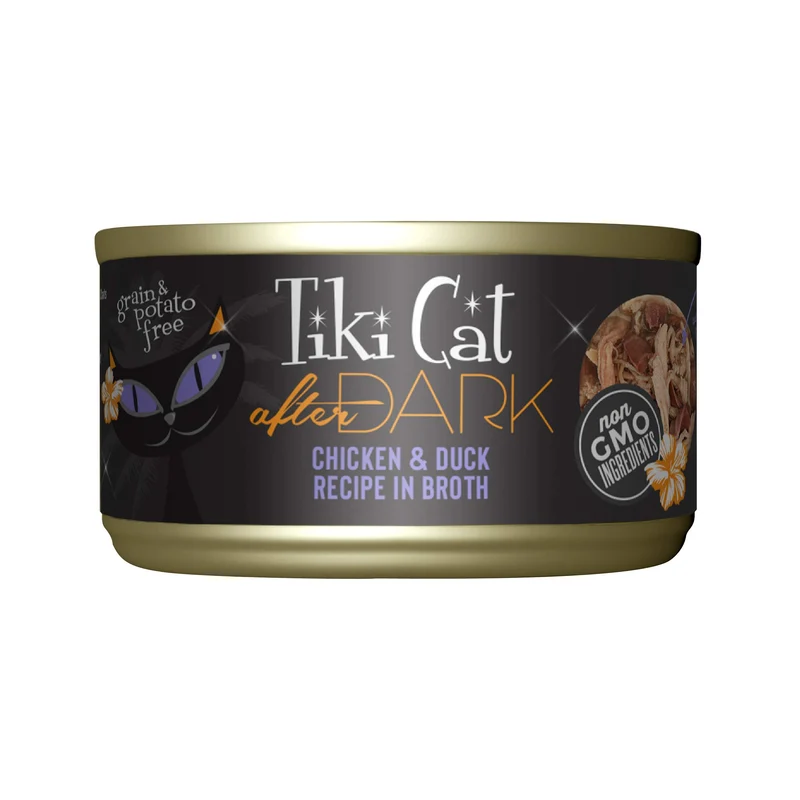 Tiki Cat After Dark – Poulet et Canard, Haute Protéine, 100% Sans OGM, Nourriture Humide pour Chat Adulte, Boîtes de 2,8 oz (12 × 2,8 oz)