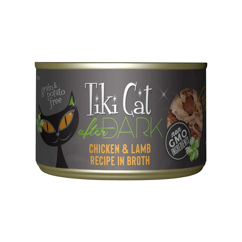 Tiki Cat After Dark Poulet et Agneau – Nourriture humide pour chat, 8 x 5,5 onces