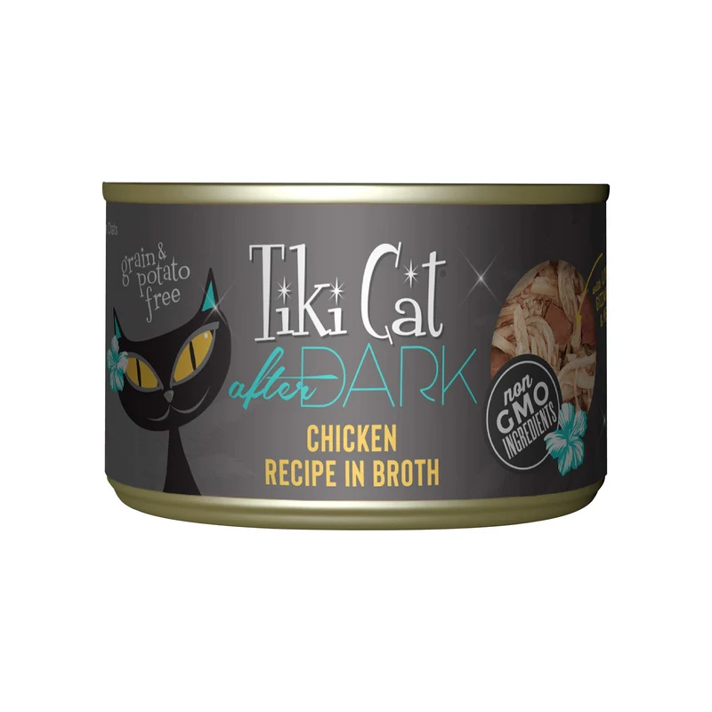 Tiki Cat After Dark – Poulet Protéiné, Ingrédients Non‑GMO | Pâtée humide pour chats adultes, 8 boîtes 5,5 oz