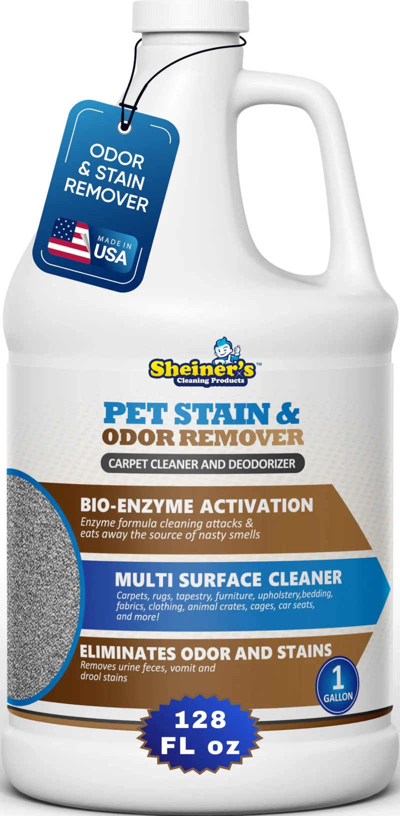 Sheiner's Nettoyant enzymatique pour urine et taches d'animaux – 128 oz