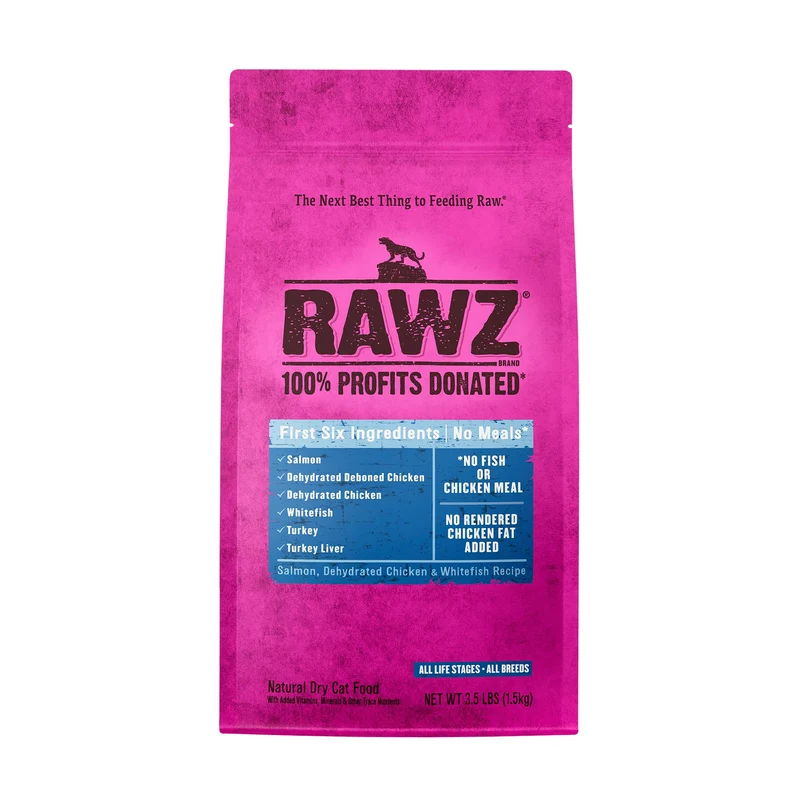 Rawz Saumon, Poulet Déshydraté et Morue — Croquettes Naturelles pour Chat (1,6 kg)