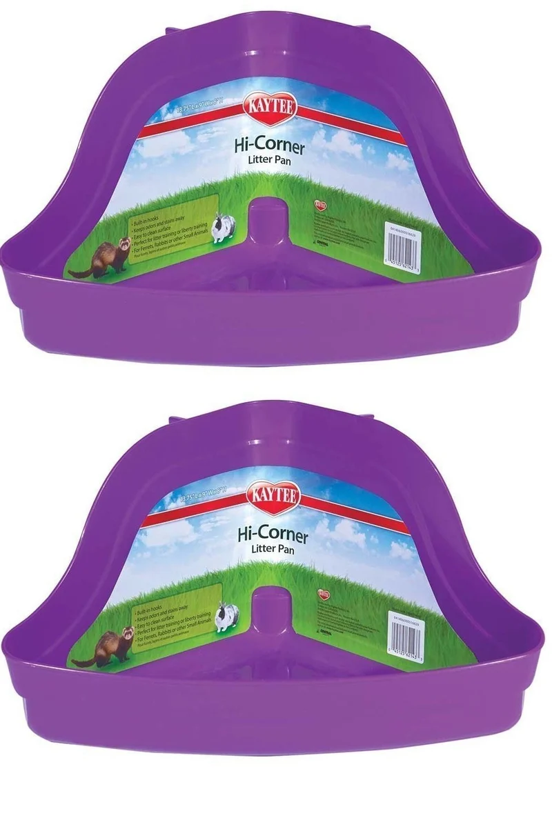 Super Pet Kaytee Bac à litière d’angle élevé – Lot de 2 (couleurs assorties) | 33,7 cm x 26,0 cm x 17,8 cm