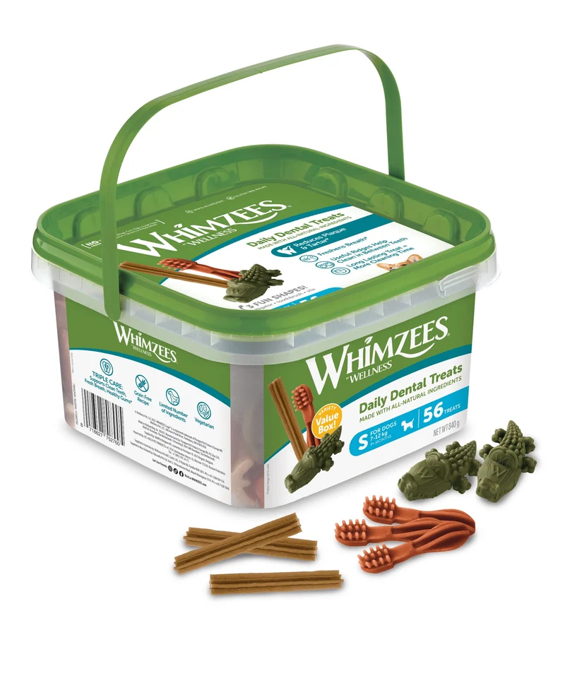 Whimzees Friandise Dentaire Naturelle pour Chien – Variété de Petites Formes, 56 Pièces