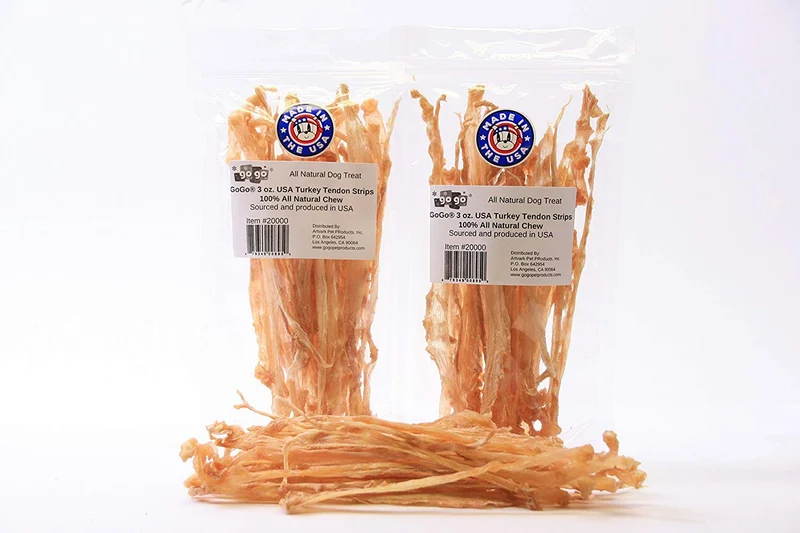 GoGo – Tranches de tendon de dindon pour chiens, 2 paquets (3 oz chacun) – Fabriqué aux États‑Unis