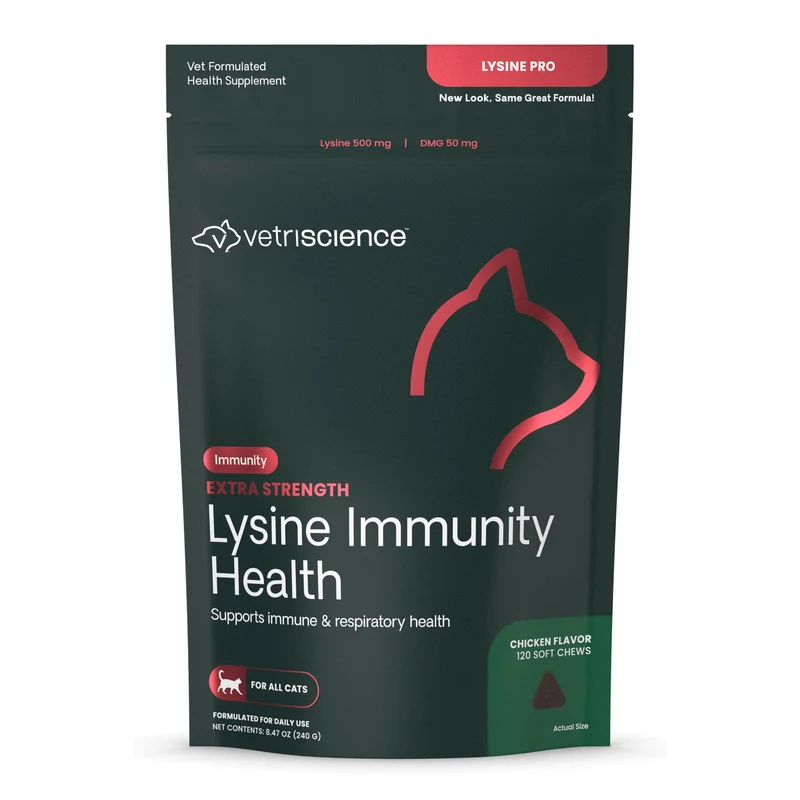 VETRISCIENCE Friandises Lysine Immunité Extra Fort pour Chats – Soutien Immunitaire, Santé des Yeux et du Cœur – 120 pièces