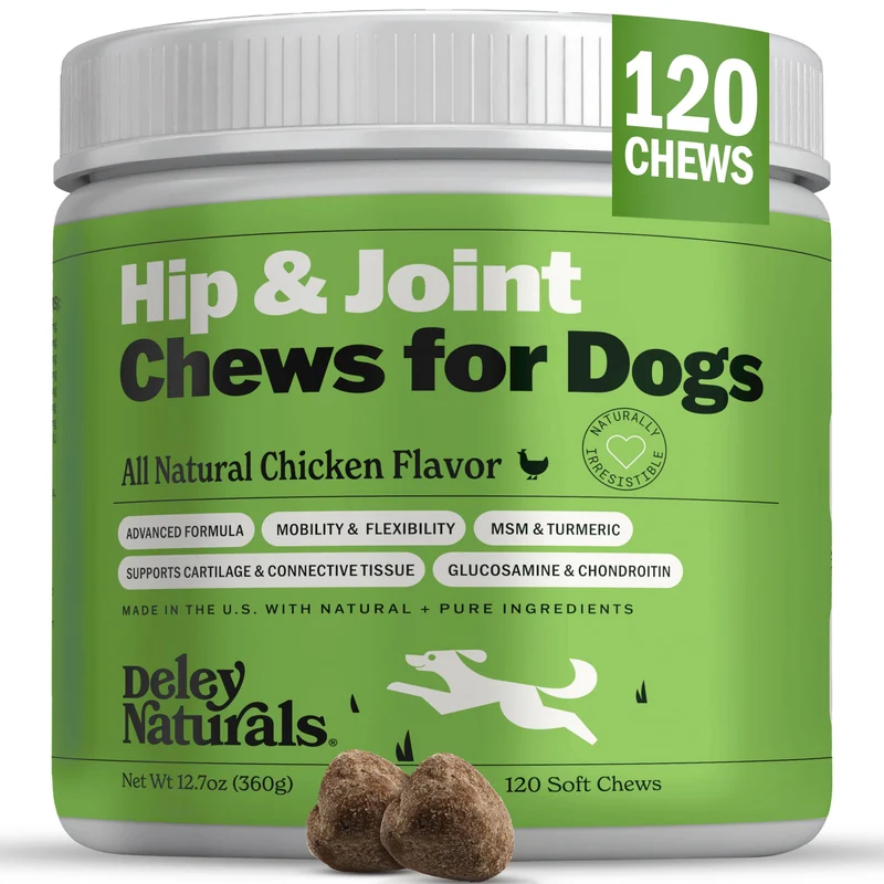 Deley Naturals – Complément Hanches et Articulations pour Chiens | Friandises au Goût Poulet, 120