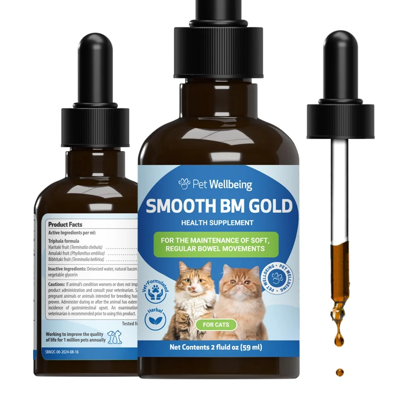 Pet Wellbeing Smooth BM Gold pour chats — Soulagement doux de la constipation, supplément naturel 2 oz (59 ml)