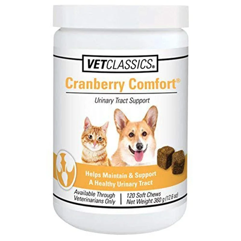 Vet Classics Cranberry Comfort – Soutien urinaire pour chiens et chats, 120 gommes