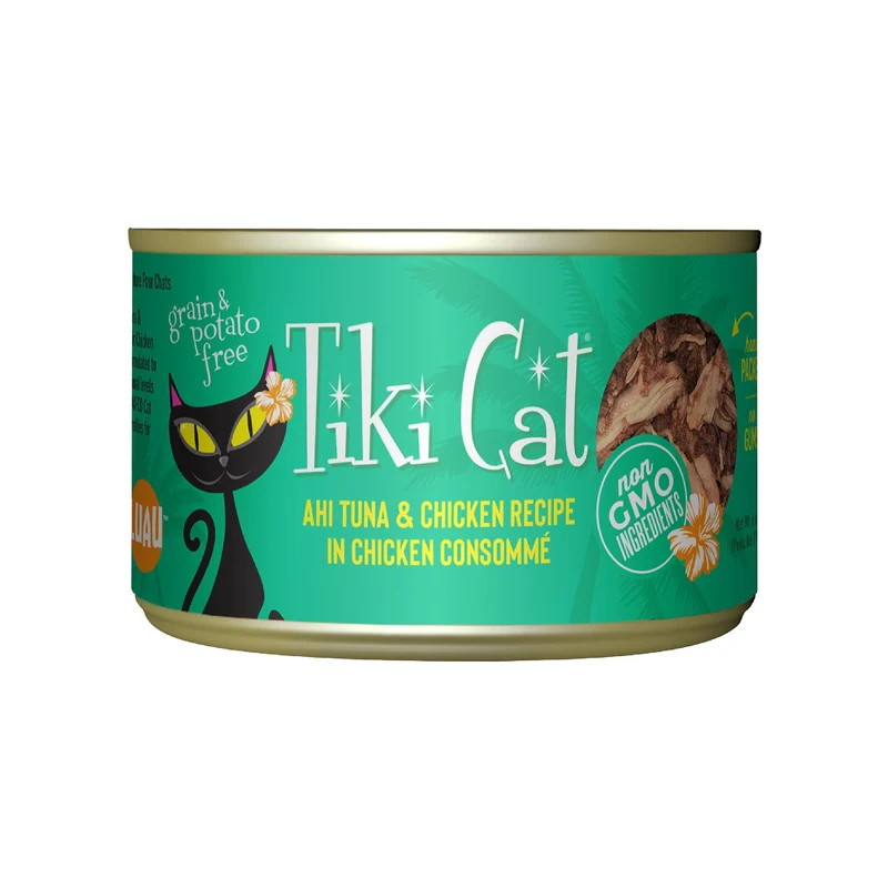Tiki Cat Luau : Thon Ahi et Poulet en Consommé, Sans Céréales, 6 oz – 8 Boîtes
