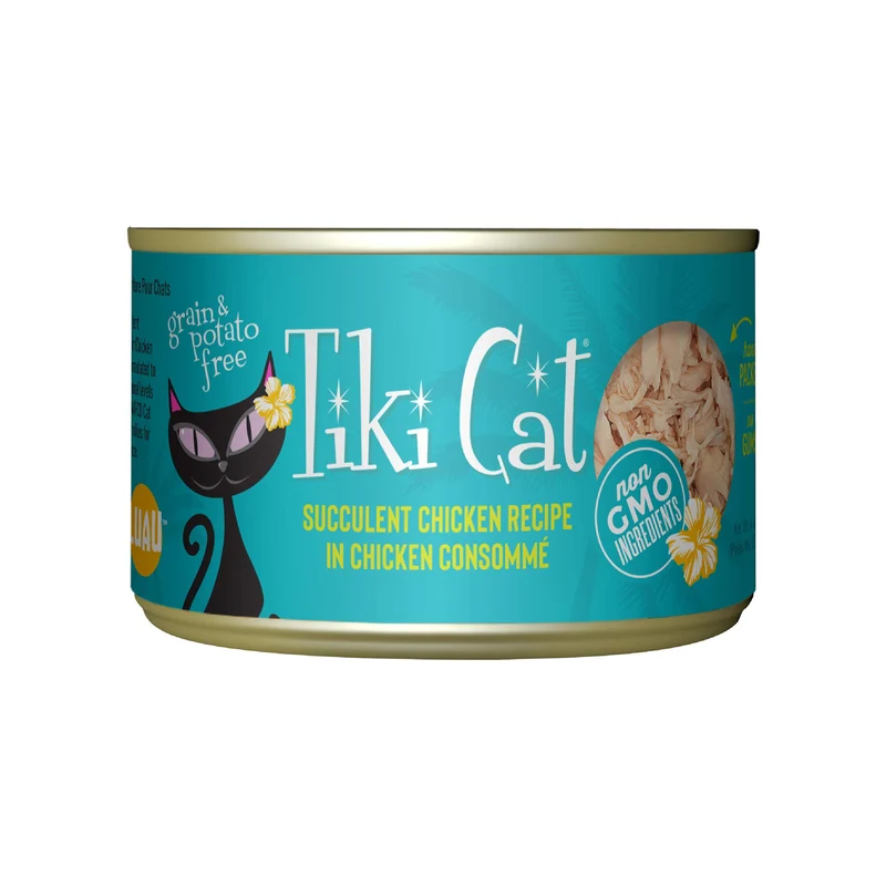 TIKI CAT 759066 Lot de 8 boîtes Puka Puka Poulet – Nourriture humide pour chats, 6 oz