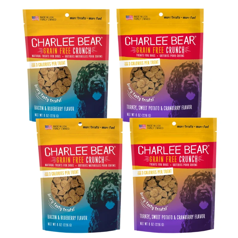 Charlee Bear Friables friandises d'entraînement pour chien – 3 kcal, sans céréales, pack 4x8oz – fabriqué aux États-Unis