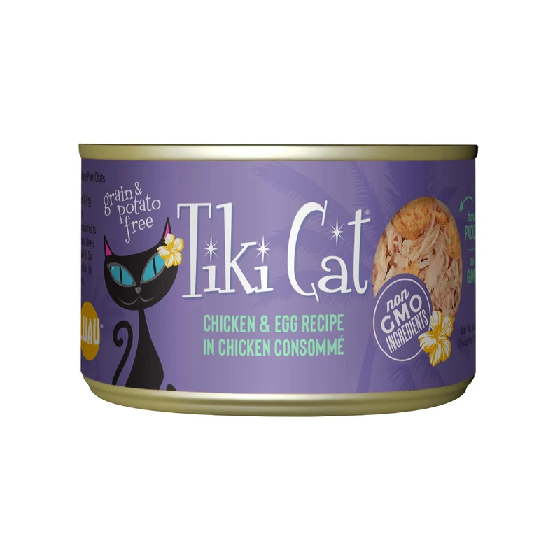 Tiki Cat Luau – Viande émincée de poulet et poisson en bouillon, sans céréales – Tout stade, boîtes de 6 oz (pack de 8)
