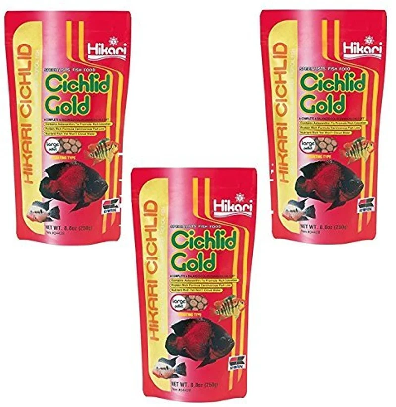 3 paquets Hikari Cichlid Gold – Pellets flottants Mini, 8,8 oz chacun