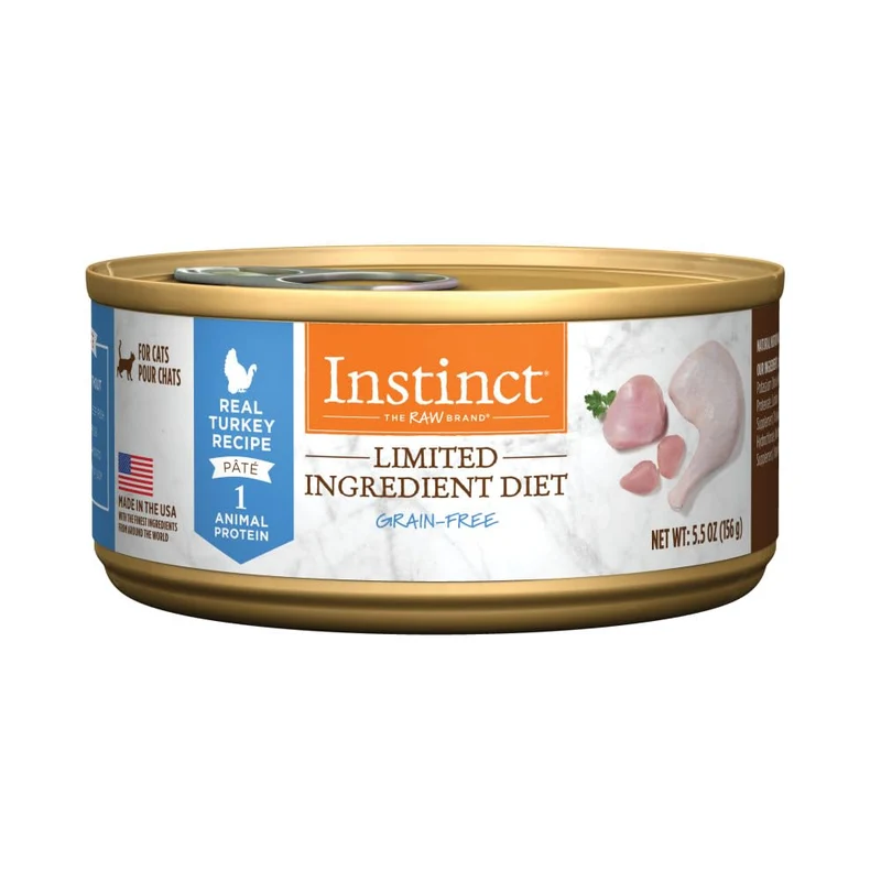 Instinct Nourriture humide chat – régime ingrédients limités, dinde, sans céréales, pack de 12
