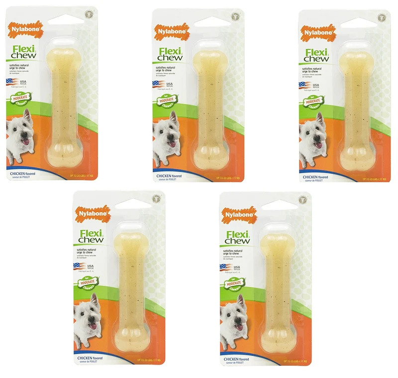 Nylabone Lot de 5 FlexiChew Os au Poulet - Taille Regular