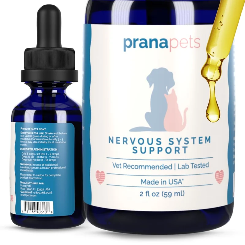 PranaPets Soutien du Système Nerveux pour Chiens et Chats | Formule Naturelle à base d’Herbes