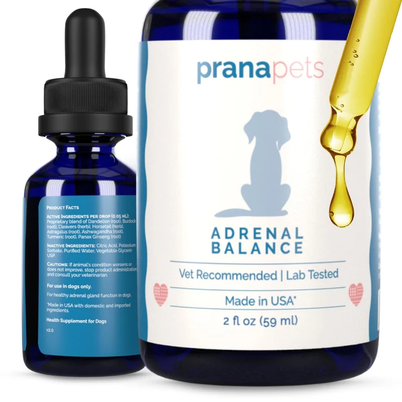 PranaPets Équilibre surrénal pour chiens atteints de Cushing | Soulagement naturel des symptômes | Formule à base de plantes