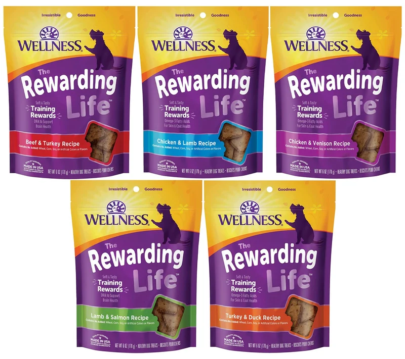 Wellness Wellbites Soft & Chewy Variety Pack – 4 Saveurs, 6 oz par sachet – pour chiens de tous âges