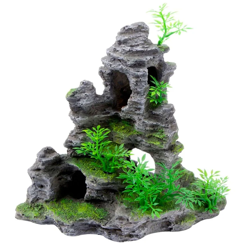 Saim Aquarium Montagne Vue – Grotte Roche Décorative pour Betta et Cichlids (Grand)