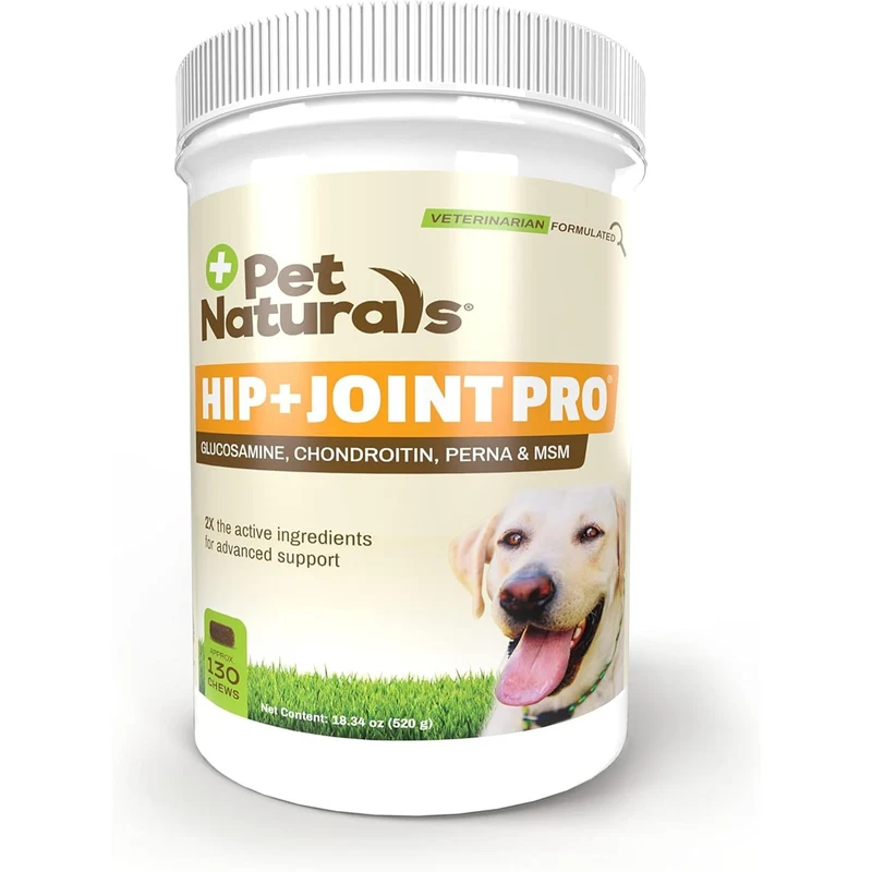 Pet Naturals Hip et Joint Pro – complément pour chiens, glucosamine, chondroïtine et moule verte néo-zélandaise, goût canard, 130 bouchées