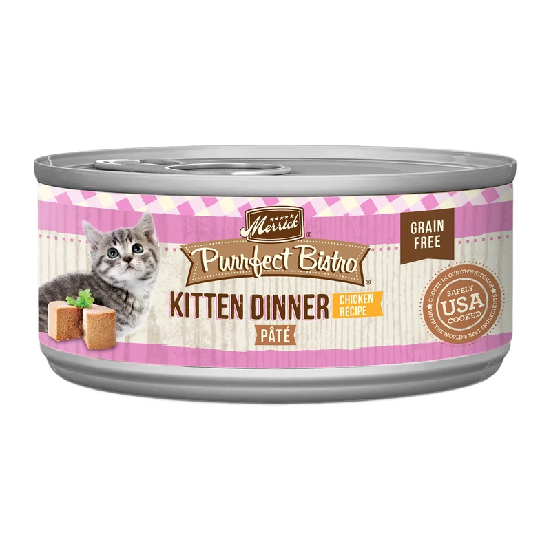 Merrick Purrfect Bistro Kitten Dinner – Pâté Poulet Sans Céréales, Lot de 24 boîtes 3 oz