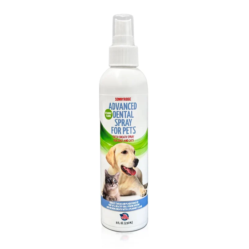 Sonnyridge Spray Dentaire pour Chiens et Chats – Élimine tartre et plaque, Haleine fraîche instantanée – Soin bucco-dentaire avancé (1–8 oz)