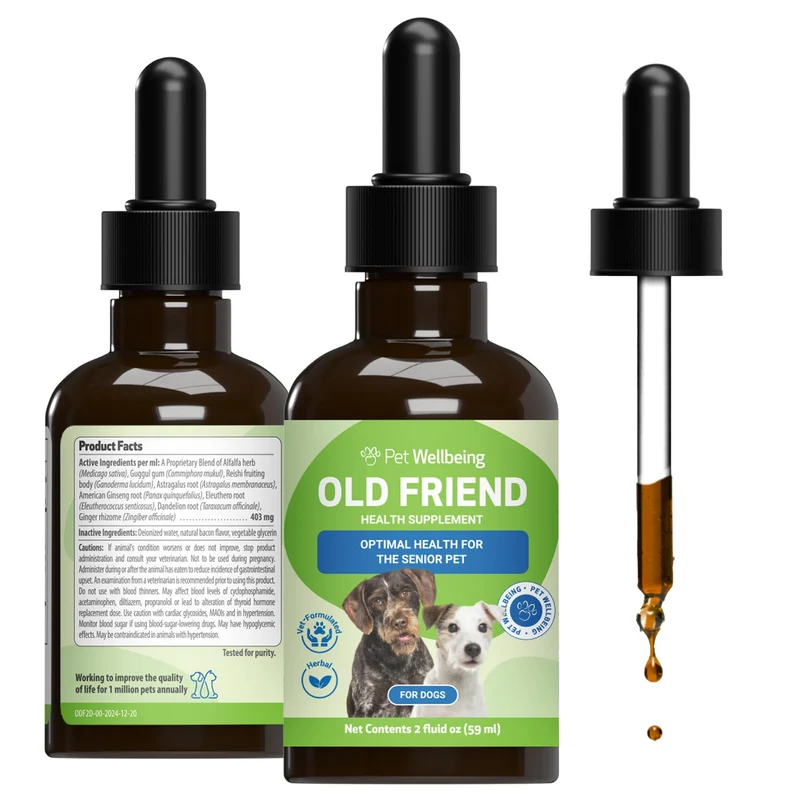 Pet Wellbeing Old Friend pour chiens seniors – soutien immunitaire et mobilité | Formulation vétérinaire