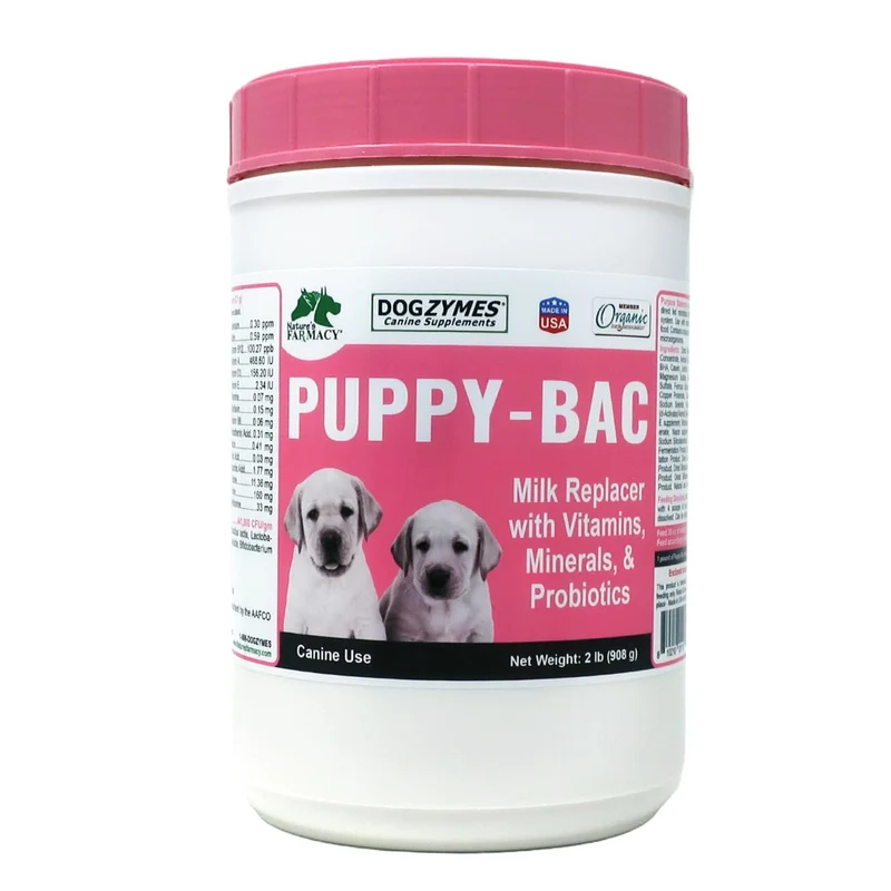 Dogzymes Puppy-Bac Remplacement Lait 2 lb – Microorganismes vivants et enzymes, 441 millions CFU/g, Mélange 1:4