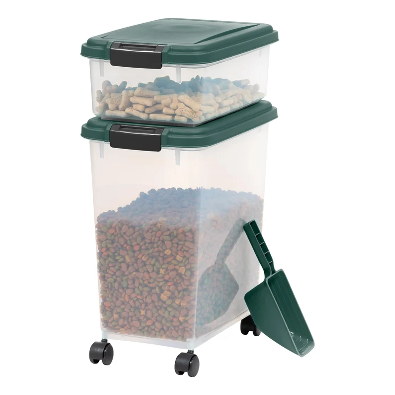 IRIS USA Remington – Conteneurs Alimentaires pour Animaux (30 Lbs/33 Qt & 11 Lbs/12 Qt), Étanches, Empilables, Roues