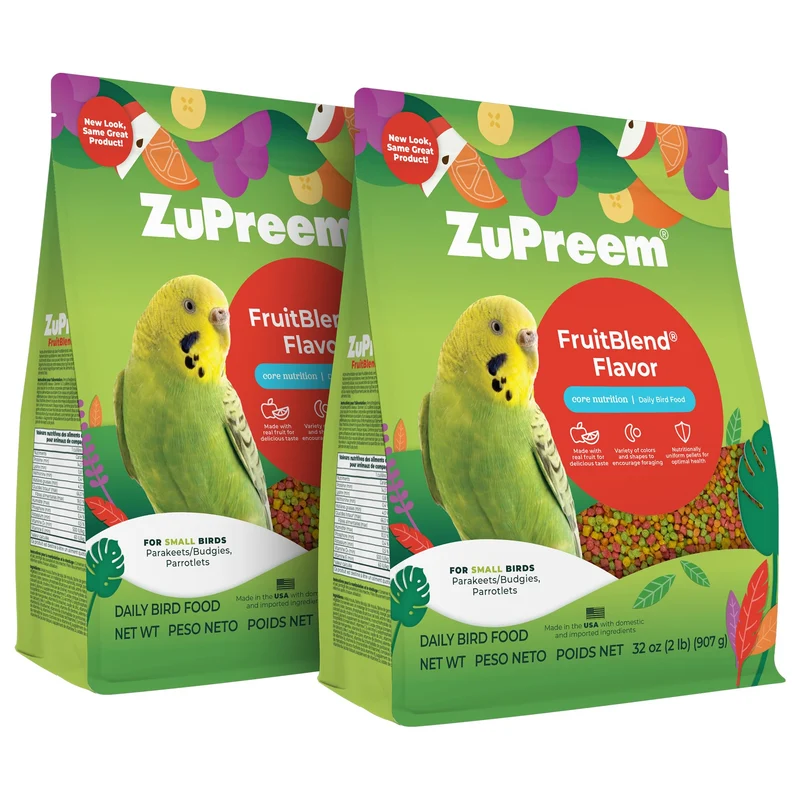 ZuPreem FruitBlend Pellets pour Petits Oiseaux – Paquet 2 x 1 lb – Mélange quotidien fabriqué aux États‑Unis pour Perruches et Perroquets Nains