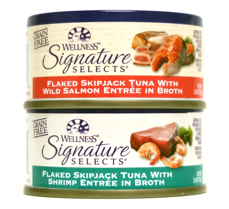Wellness Signature Selects Nourriture humide pour chat – Sans céréales, Saumon Sauvage & Crevettes, Pack 12 × 2,8 oz