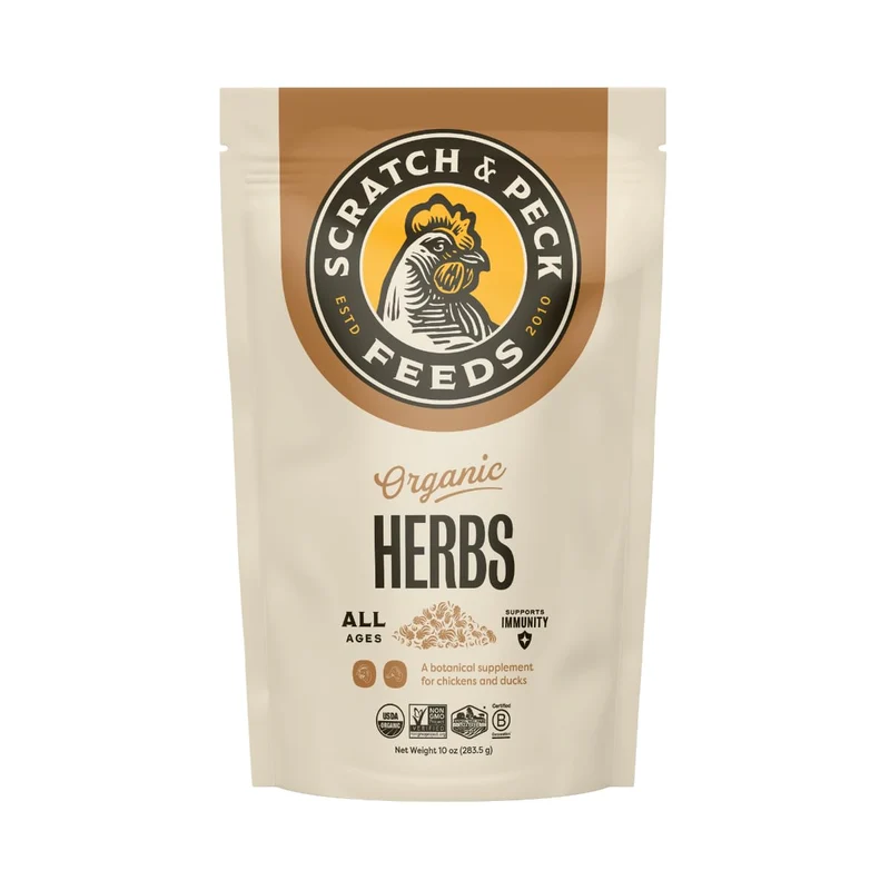 Scratch and Peck – Supplément d’Herbes Séchées pour Poules et Canards – Sachet 10 oz, Bio et Sans OGM