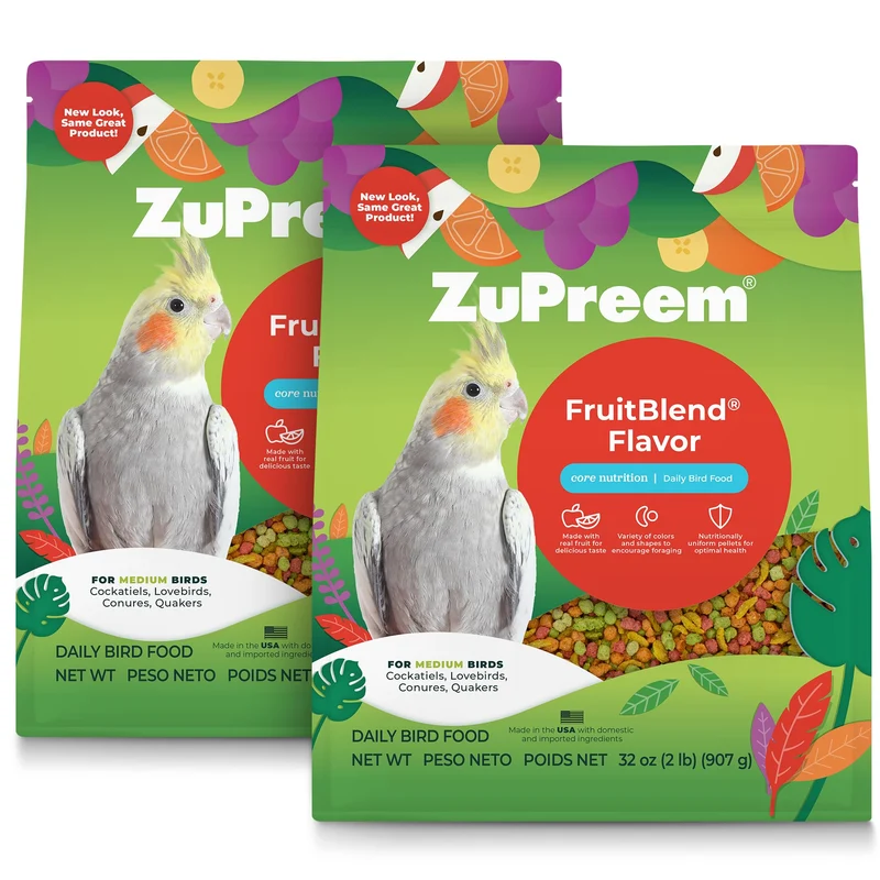 ZuPreem FruitBlend Pellets – Nourriture pour Oiseaux Moyens (Pack de 2 × 2 lb) – Fabriqué aux États-Unis