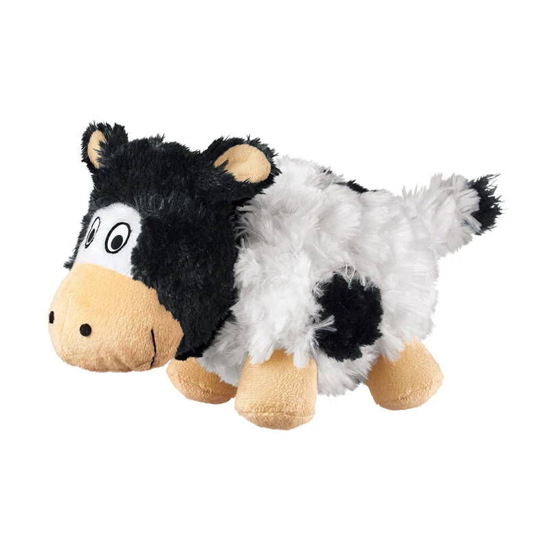KONG Barnyard Cruncheez Vache – Jouet chien petit, noir et blanc