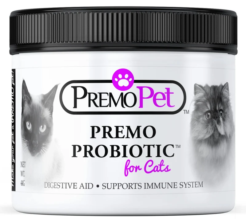 Premo Probiotic pour Chats – 120 portions, sans goût, sans gluten ni lactose | GMP et approuvé par les vétérinaires