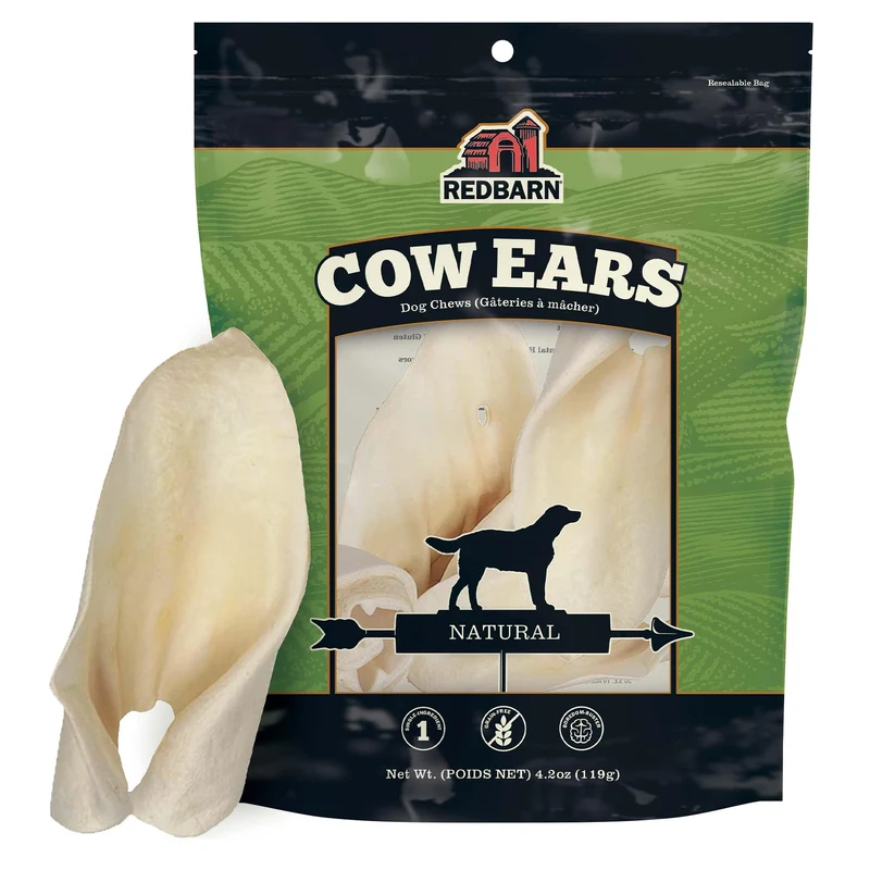 Redbarn Oreilles de Vache Premium pour Chiens – 9 Pièces, Ingrédient Unique, Naturel, Faible en Calories, Digestible