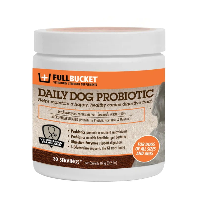 FullBucket Probiotique Quotidien pour Chiens – Digestion et Santé Digestive, 30 portions