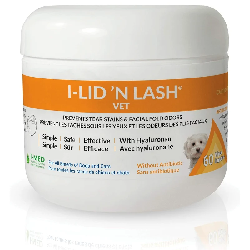 I-LID N LASH Vet Lingettes Yeux pour Chiens et Chats – Prévention des Taches de Larmes
