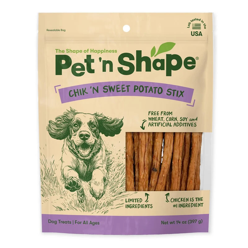 Pet 'n Shape Chik 'n Sweet Potato Stix – Friandises pour Chiens, fabriqué et provenant des États‑Unis – 14 onces