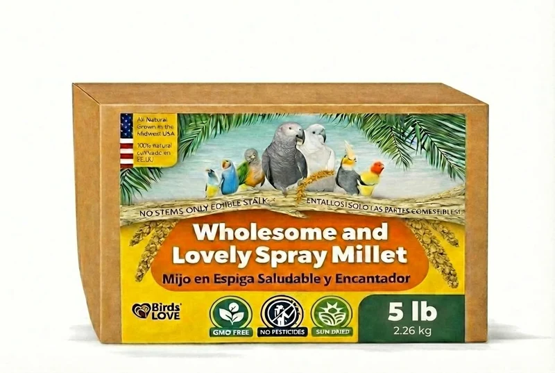 5 lbs Millet en Spray pour Oiseaux – Cultivé, Récolté et Emballé aux États-Unis – Millet Séché au Soleil 100% Naturel – Pour Perruches, Calopsittes, Conures, Perruches Ondulées et Tous les Perroquets
