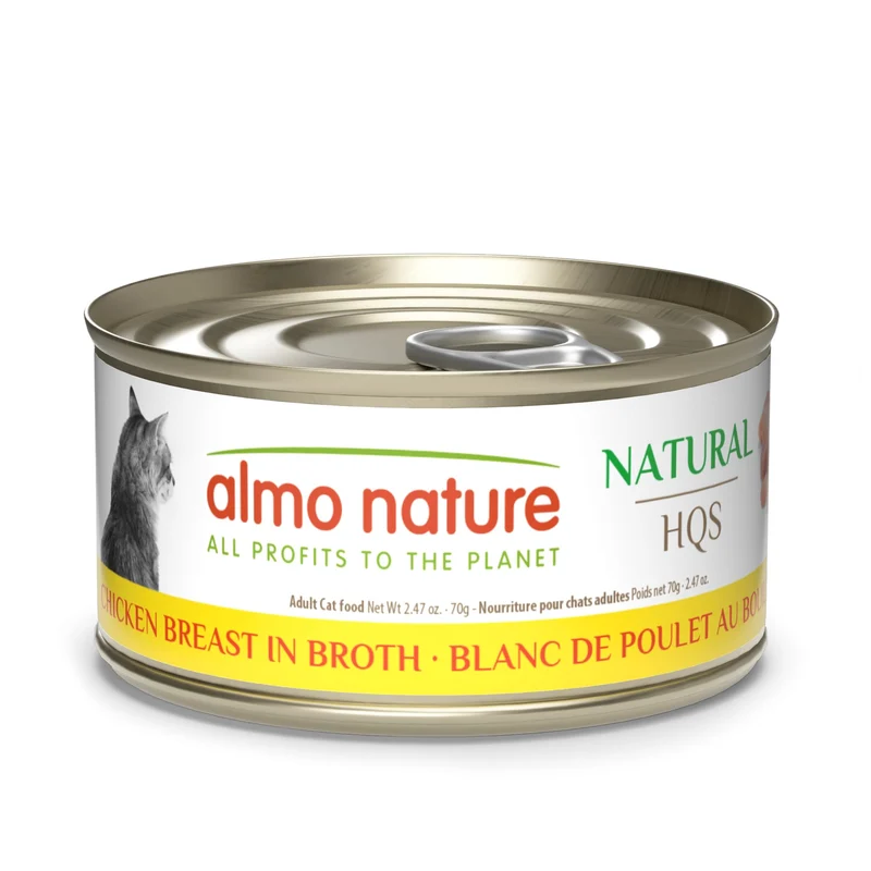 Almo Nature HQS Natural – Pâtée humide au poulet dans bouillon, 24 × 70 g