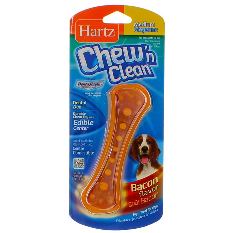 Hartz Jouet Dentaire Duo – Saveur Bacon, Taille Moyenne, Pack de 6