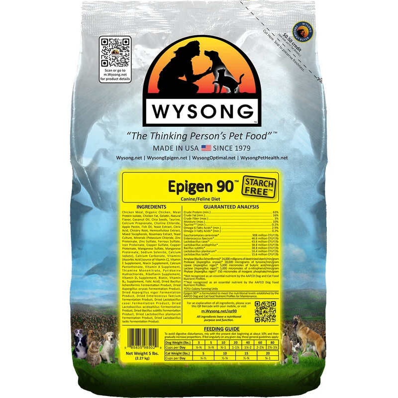 Wysong Epigen 90 sans amidon – Croquettes sec pour chien et chat, poulet, 5 lb (WDCFE905)